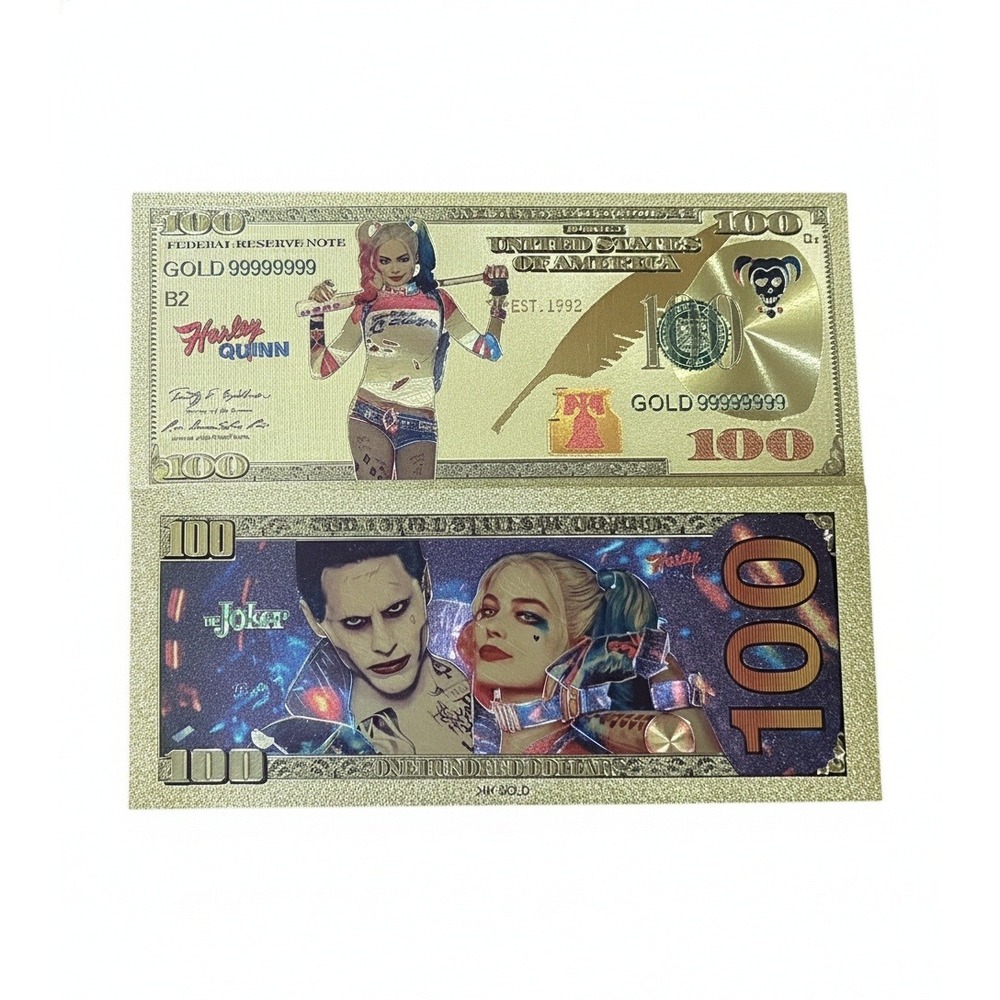 Harley Quinn Gold Foil $100 Novelty Bill